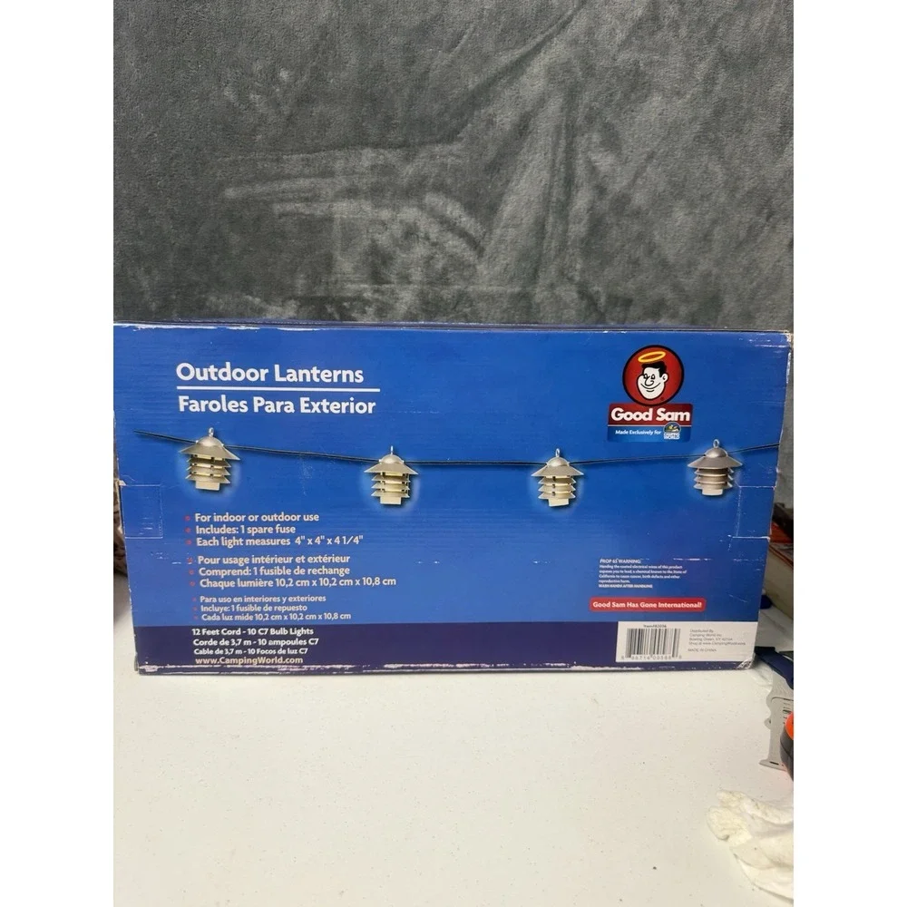 Vintage Good Sam Outdoor Lanterns String Lights 12 Ft 10 C7 Bulbs RV Camper